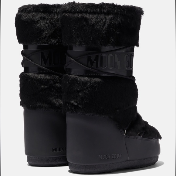 Moon Boot tall Icon black faux fur boots - Picture 2 of 14